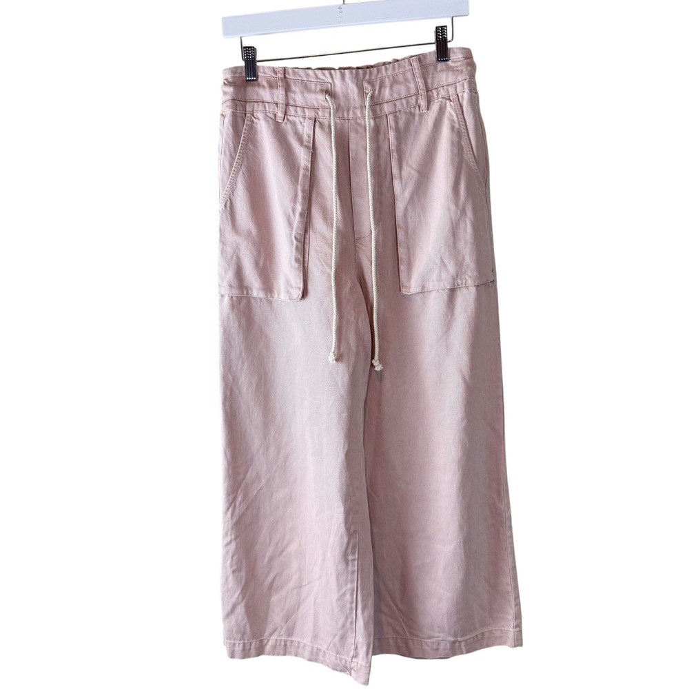YFB Clothing Pink Wide‎ Leg Cropped Pants Drawstring Waist Casual Size M